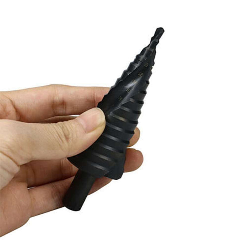 1* New Black Nitride Spiral Groove Triangle Shank Step Drill Bit Pagoda Drill