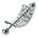 Belly Piercing Stainless Steel 316L In Blue Strass S5N3