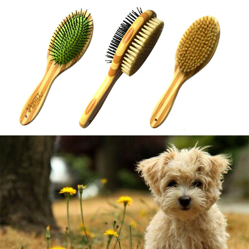 Pet Comb Professional Double Sided Pin Bristle Bamboo Brush Grooming CombSA3C