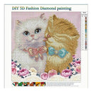 5D Diy Diamond Painting Cross Stitch Couple Cat Diamond Painting Round Rhin