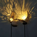 Garden Solar Lights Pathway Outdoor Moon Crackle Wrought Iron&Glass Globe Sta&+