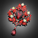 Rhinestone Alloy Brooch Crown Glass Women Corsage Badges Jewelry (Red) A