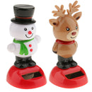 2pcs Solar Powered Swing Bobble Head Snowman Elk Car Home Decor Xmas Gifts
