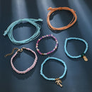 6pcs Boho Ethnic Weave Rope Bracelet DIY Beads Bangles Jewelry (Style 6) A