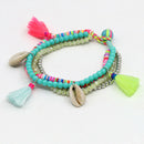 Fashion Multi-Layer Beads Strand Shell Bracelet Summer Beach Holiday Jewelr
