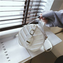 Creative Round Shoulder Bag Leather Small Women Crossbody Handbag (White) A