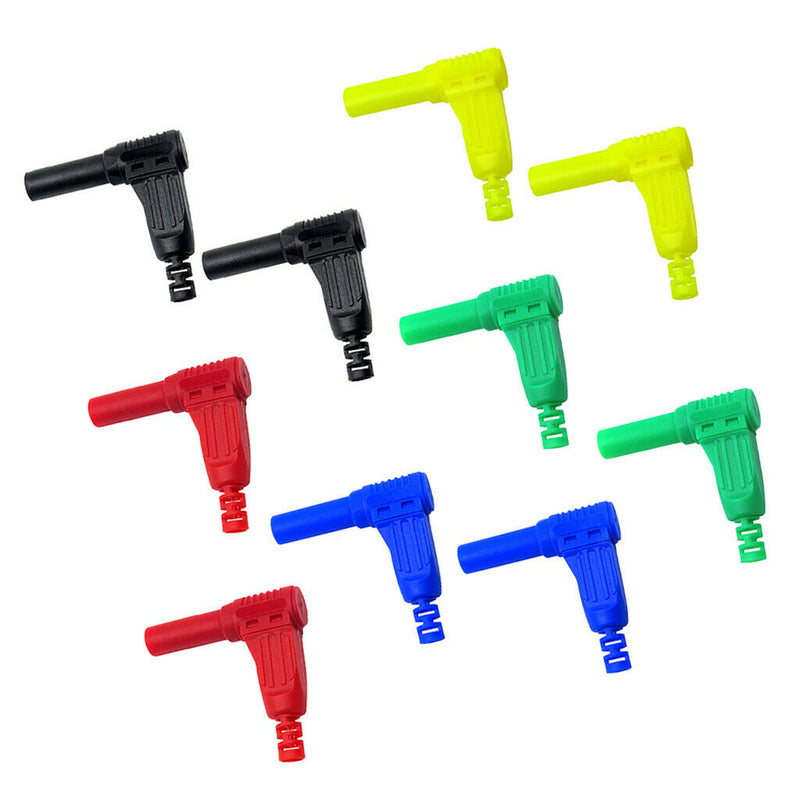 10PCS 4mm 90 degree Right Angle Connectors Banana Plug Adapters 32A 1000V (Red,
