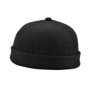 Mens Beanie Worker Sailorcap Rolled Cuff Retro Brimless Outfit Hat Black