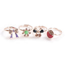 6x Fashion Handmade Adjustable Kids Cute Crystal Rings Children Jewelry Gift FT