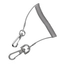 Safety Steel Retractable Coiled Fly Fishing Lanyard Wire Rope Tether Cord Grey