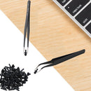 Nail Art Rhinestones Eyelashes Extension Straight & Curved Tweezers Tool Se