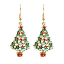 Women Rhinestone Christmas Tree Pendant Hook Earrings Party Jewelry Gift Fashion