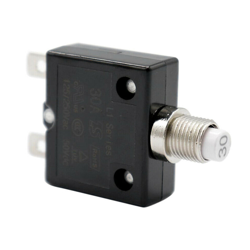 30A Push Button Reset Circuit Breaker, DC50V AC125-250V Thermal Overload