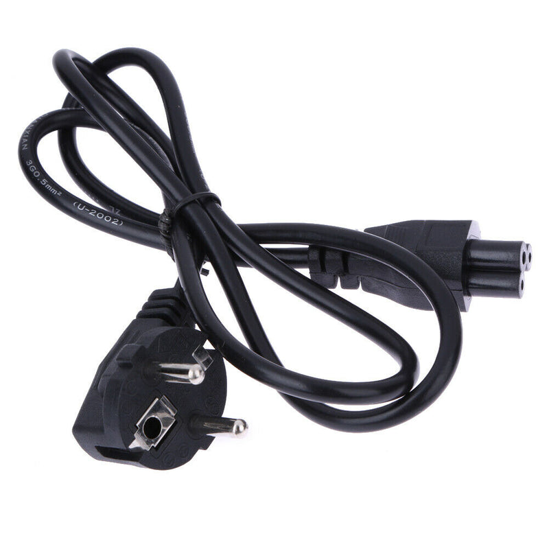 1M EU 3 Prong 2 Pin AC Laptop Power Cord Adapter Cable Black