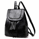 Bags Drawstring Black Casual Shoulder Bag Women Backpack Leather Tassels School