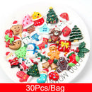 30Pcs Mix Christmas Polymer Charms Flatback Cabochon Scrapbooking DIY CraftB Hn