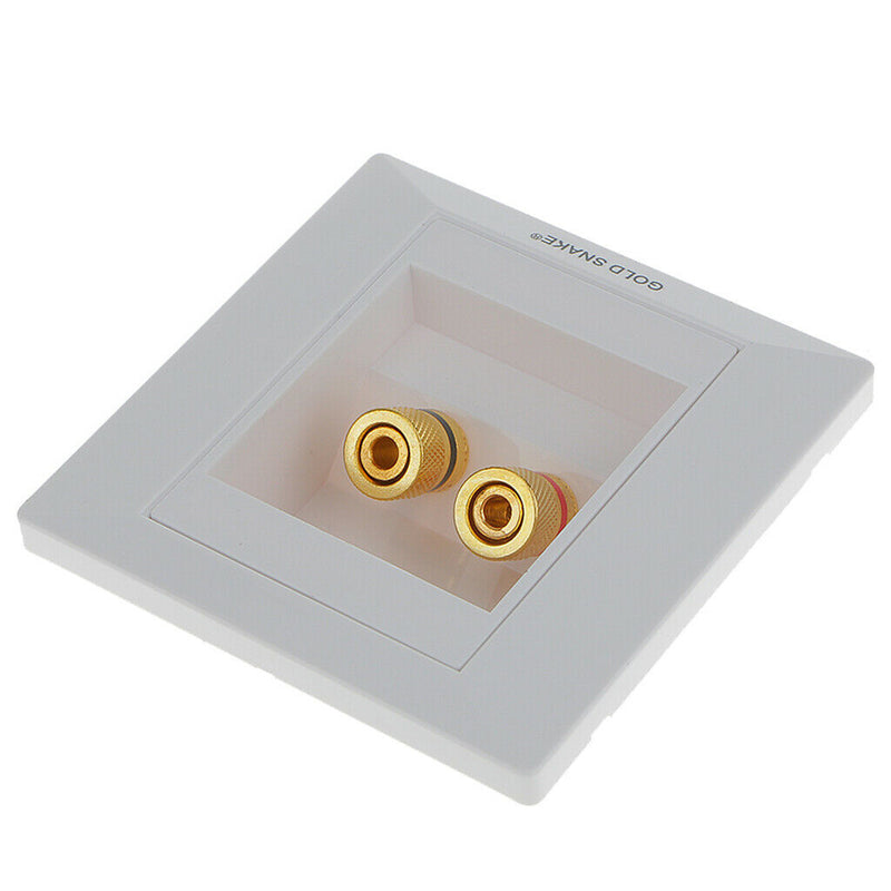 White Speaker 2 Binding Post Banana Jack Wall Face Plate Panel