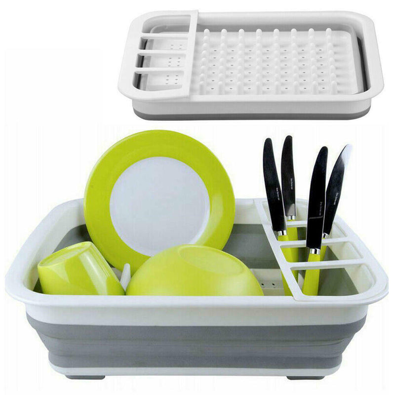 Foldable Dish Kitchen Storage Holder Drainer Bowl Dinnerware Draining Tray