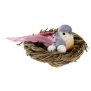 Handmade Small Artificial Feather Bird in Straw Nest with Eggs Garden Decor