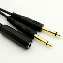 1pc 6.35mm 1/4 inch Stereo TRS Female to 2 Dual 6.35mm Mono TS Male Y Split