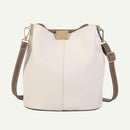 Simple Pure Women Leather Shoulder Bags Casual Messenger Bucket (White)