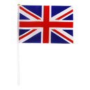 Hand Waving Union Jack Flags Plastic Poles 21 x 14cm Pack of 12 Red + white