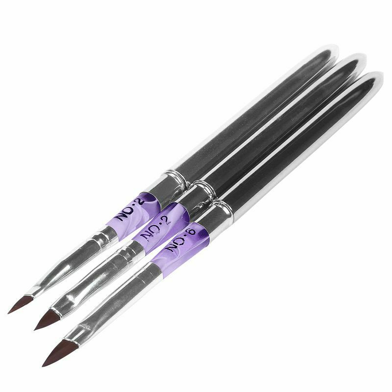 3 Sable Acrylic Nail Art Pen brush feather Design Nos. 2, 6, 8 L2X5