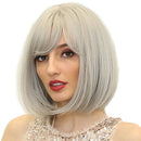 12" Bob Wigs Short Straight Synthetic Hair Full Wigs for Women Natural Looking