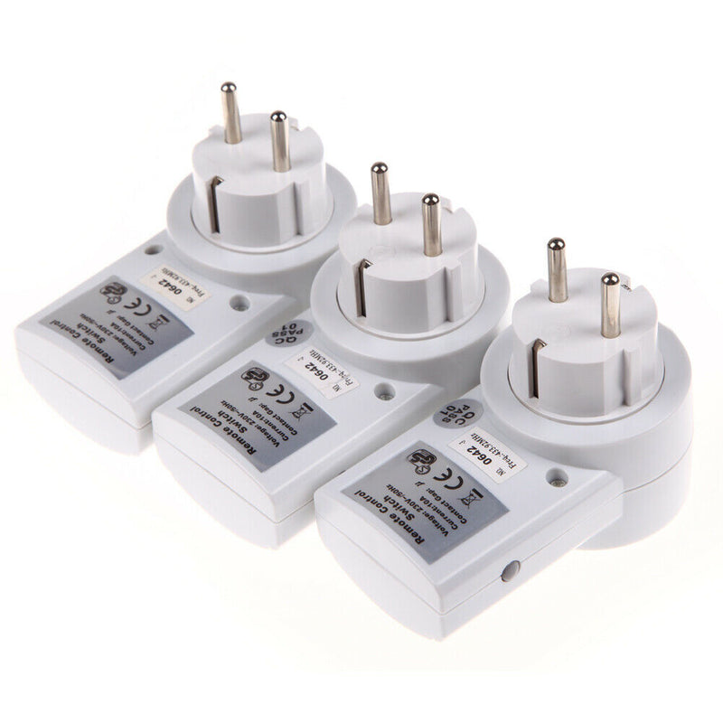 EU 3 Pack Wireless Remote Control Power Outlet Light Switch Plug Socket
