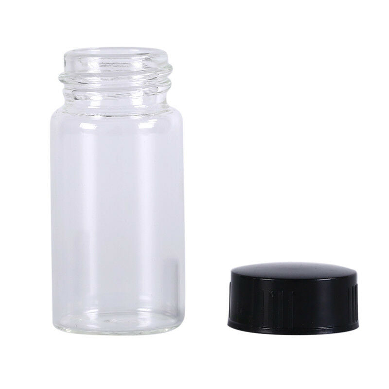 1pcs 20ml small lab glass vials bottles clear containers with black screw capSEA