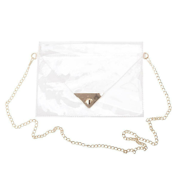 WomenTransparent PVC Envelope Messenger Bags Crossbody Clutch Totes (Clear) A#S