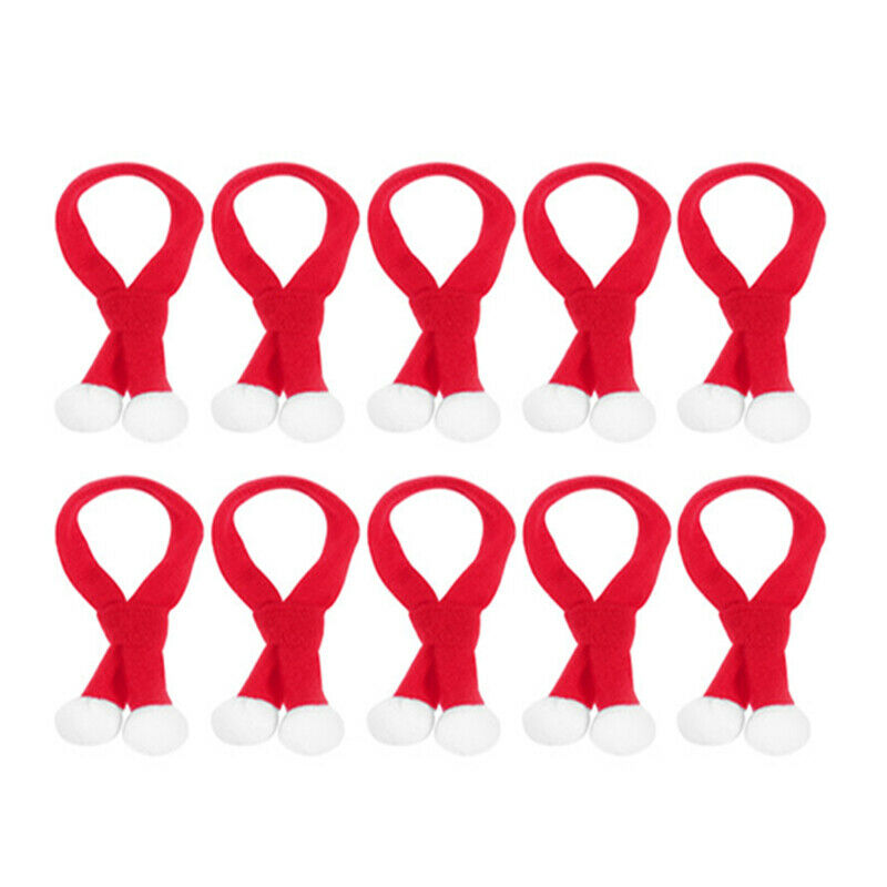 10 Pcs Mini Christmas Scarf Christmas Pet Scarf for Dog Cat and Wine Bottle