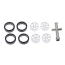 4x Plastic Tires & Wheel Rim and Steering Cups for Wltoys K969 DIY Accessory
