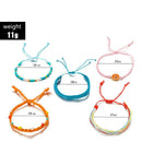 5pcs Colorful Weave Rope Bracelet Retro Sunflower Ethnic Bangles Jewelry