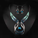 Crystal Choker Chunky Statement Pendant Bib Necklace Earring Jewelry Set