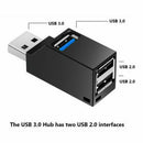 2pcs 3 Port Mini USB 3.0 Hub High Speed Hub Splitter Box Kit For Computer Laptop