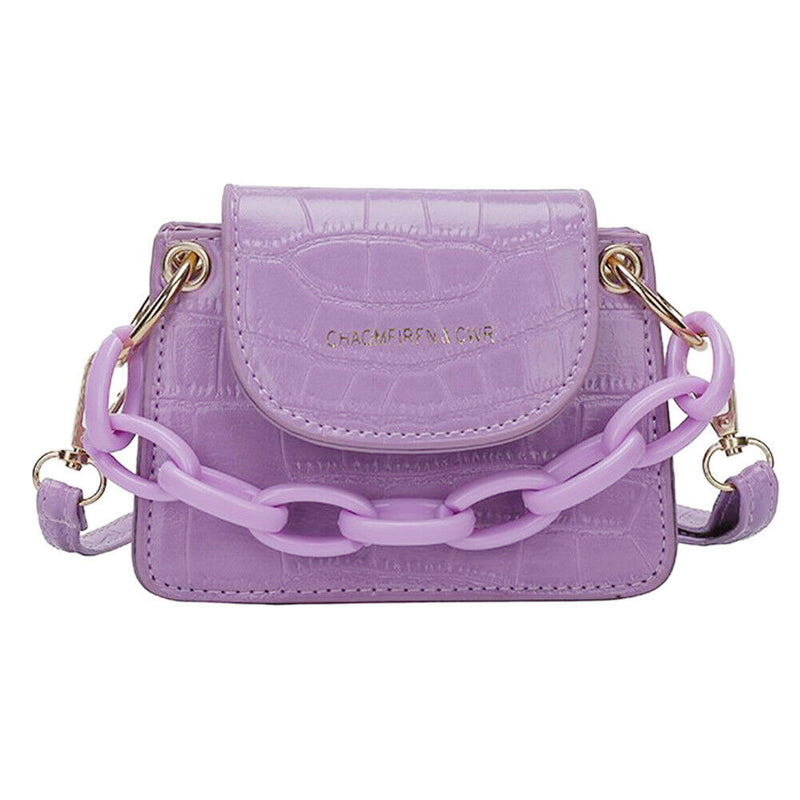 Women Mini Totes PU Solid Shoulder Money Bag Messenger Handbags (Purple)