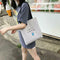 4pcs/Set Women Canvas Backpack Teenage Girls Shoulder School Bag (Gray)