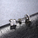1Pair Fashion Women Men Ear Stud Earrings Solid Diamond Crystal Square Gifts