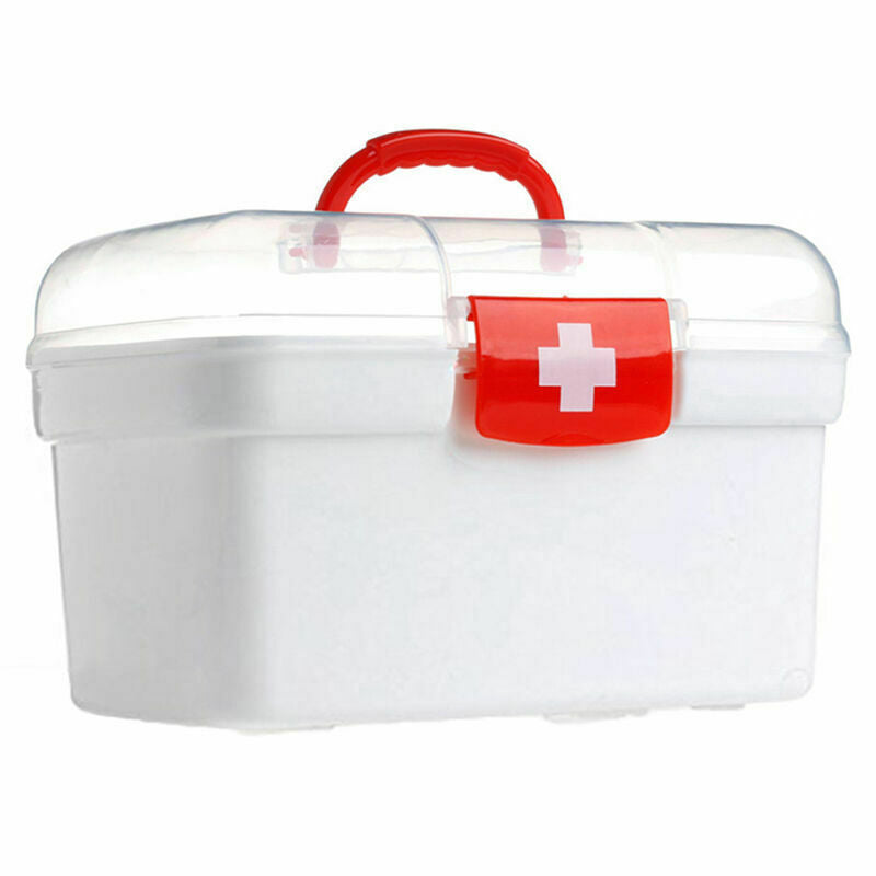 White 2 Layers Health Pill Medicine Chest First Aid Hold Box Storage H3J9 E0P7