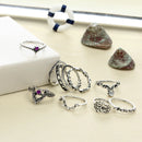 Fashion Jewelry Retro Arrow Moon Midi Finger Knuckle Alloy Rings Boho 10Pcs/ Set