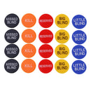 20Pcs BIG BLIND LITTLE BLIND MISSED BLIND KILL RESERVED Plastic Poker Chips