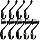 9 Pack heavy duty Coat Hooks Wall Mounted for Hat hardware Dual Prong Retro