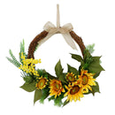 15" Artificial Sunflower Wreath Flower Wreath with Yellow Sunflower and Green