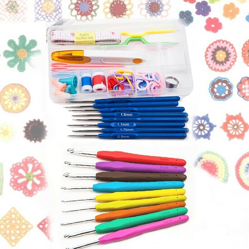 1 Set Crochet Hooks Needles 17 Sizes Sewing Needles Stitches Knitting Craft J2X2