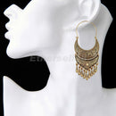 2 Pairs Retro Boho Ethnic Tribal Carved Beads Dangle Hoop Statement Earrings