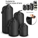 4Pcs Neoprene Camera Lens Pouch Soft Bag Case Protector For Canon Nikon Sony Set