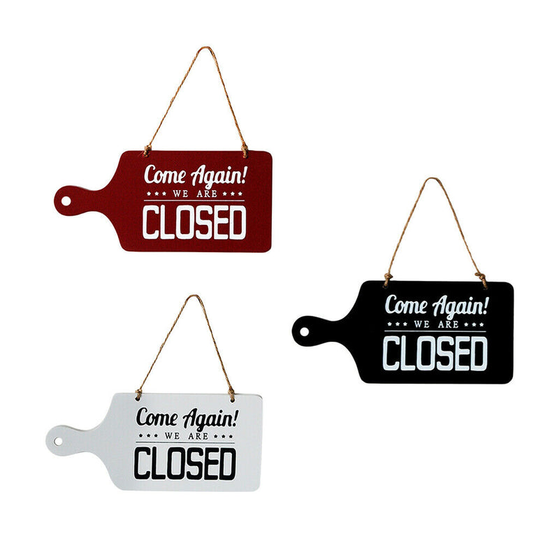 3pcs Open Closed Sign Welcome Wooden Hanging Plaque for Door Window Bar Cafe