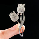 Tulip Flower Cz Brooch Pin Elegant Rose Flower Cubic Zircon Brooches For We