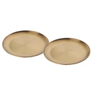 2 Pieces Stainless Steel Fruit Dinner Plate Round Golden Dish 9 Inch in Dia